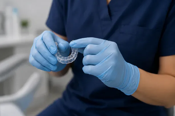 protesis-correct-bruxism dental technician holding night guard