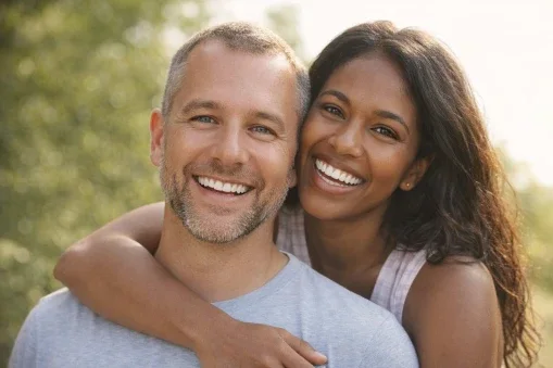 happy couple smiling happy couple smiling