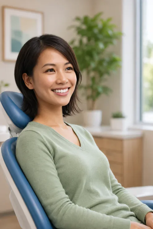 beautiful smile dental patient woman in dental office chair